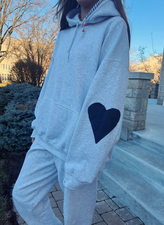 Heart Patch Sweatshirt Set